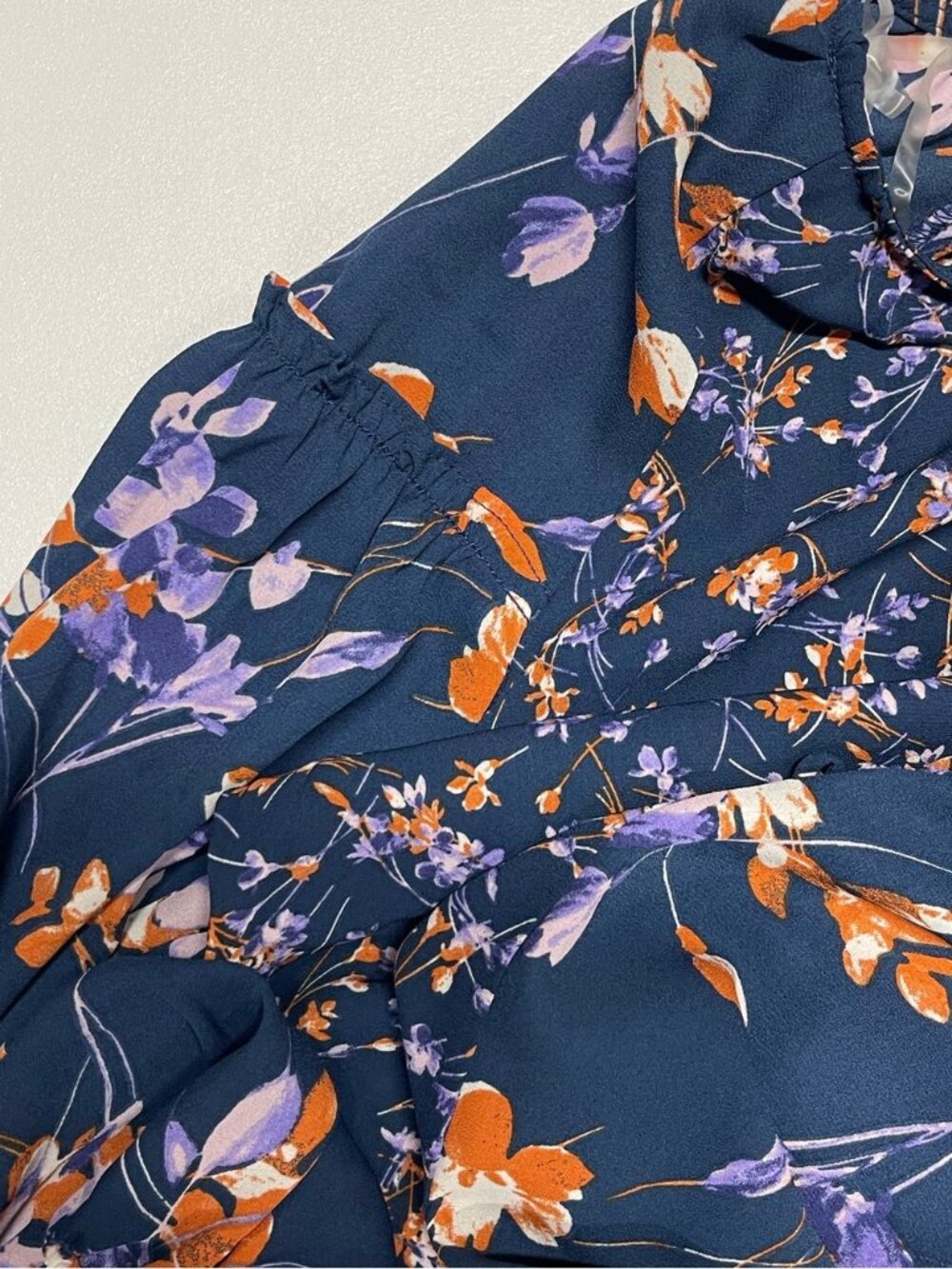 Zac & Rachel Long-Sleeve Navy Floral Blouse with Lavender & Orange Blossoms - Picture 16 of 16